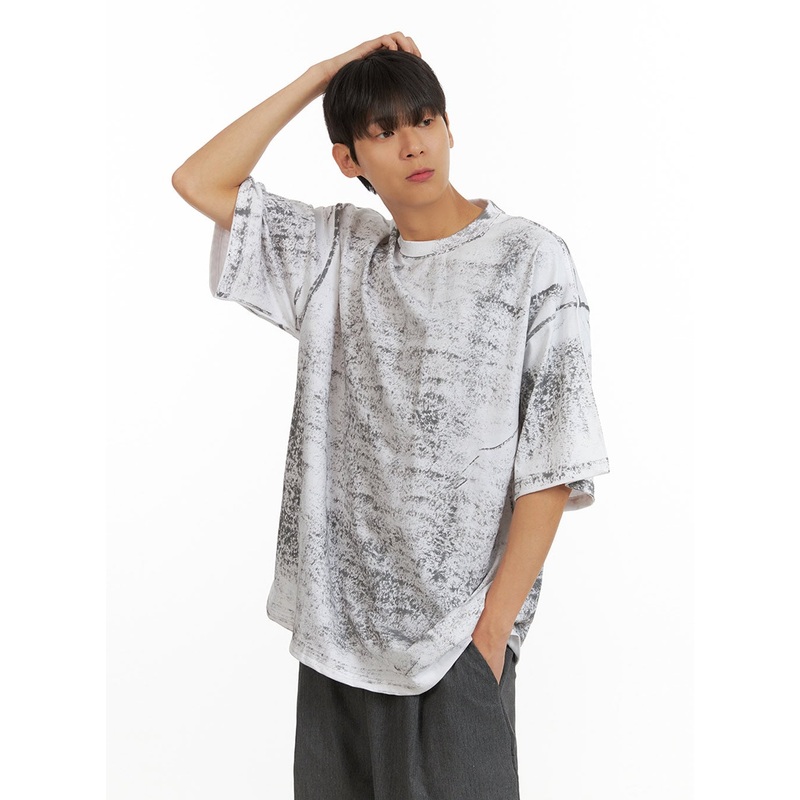Men’s Graphic Round Neck Oversized Top IU418