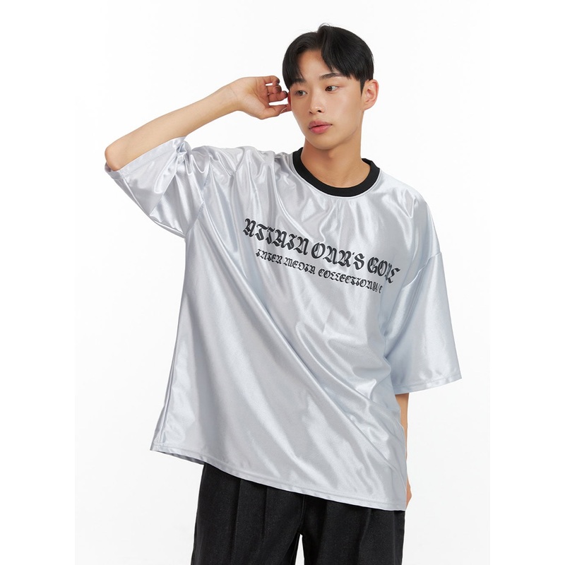 Men’s Metallic Lettering T-Shirt IU412