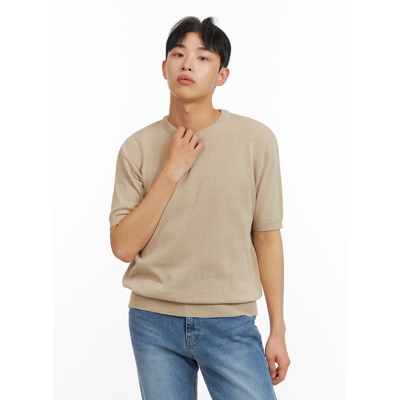 Men’s Round Neck Knit T-Shirt IU412