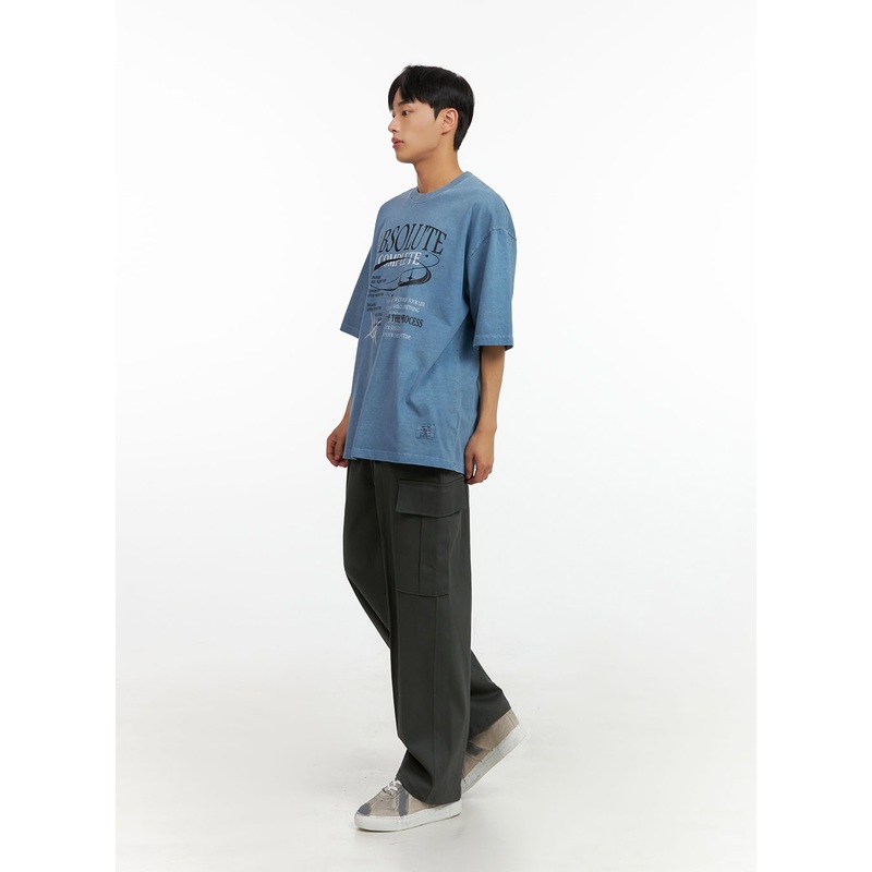 Men’s Solid Cargo Pants (Dark Gray) IU414