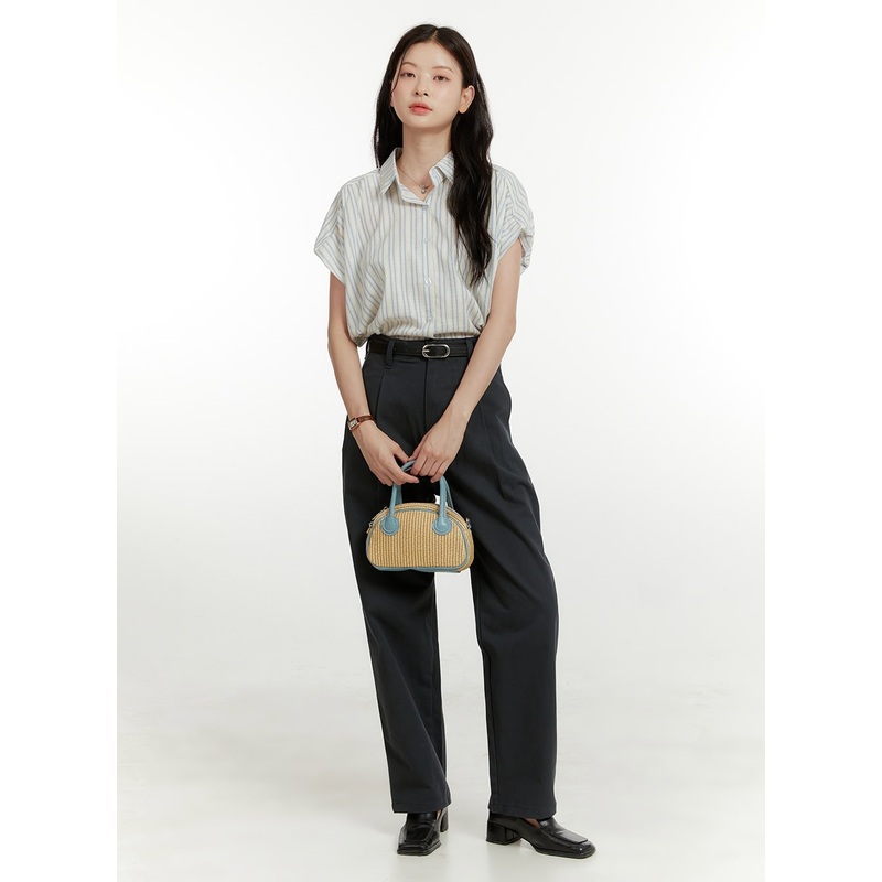 Pintuck Boyfriend Fit Pants OU418