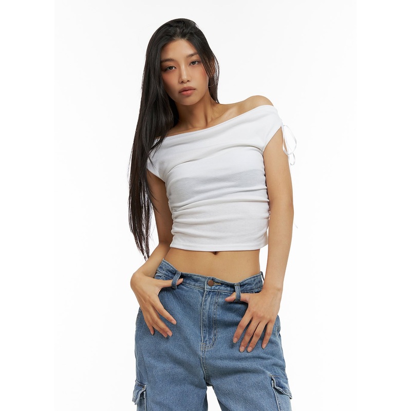 Ribbon Chic Off Shoulder Crop Top IU412