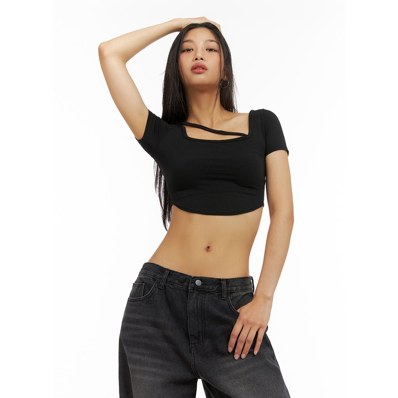 Square Neck Strap Crop Top IU412