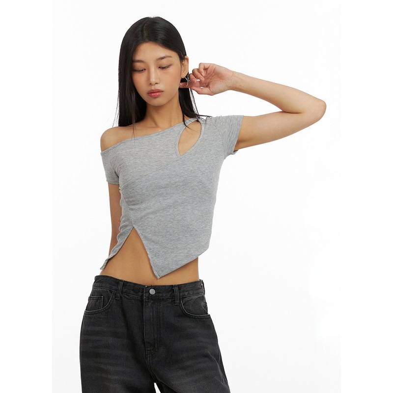 Unbalanced Cut Out Crop Top IU412