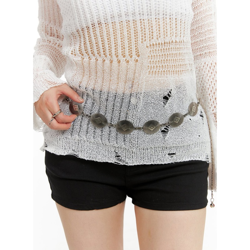 Vintage Chain Belt CU425|Light gray|One Size