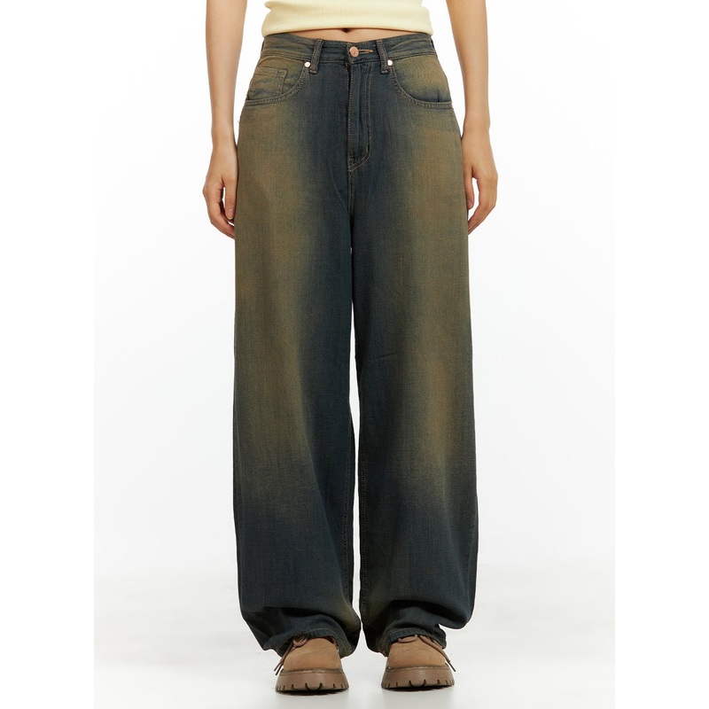 Vintage Washed Denim Baggy Pants CU420
