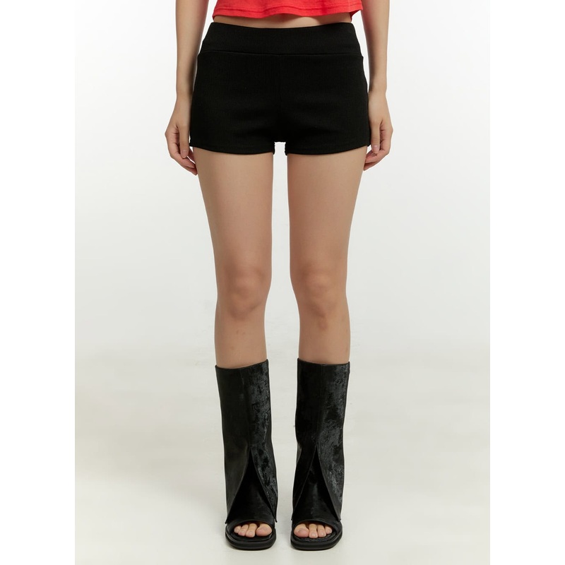 Banded Low Waist Shorts CL401|Black|Beige|White|Gray|S/M
