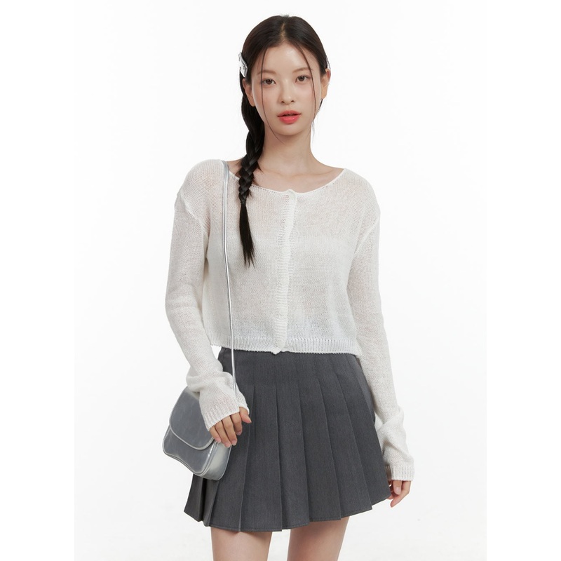 Basic Summer Buttoned Mesh Cardigan OL411