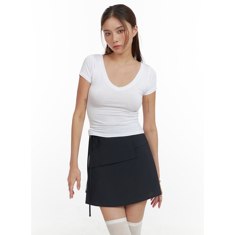 Basic V-Neck Crop Top CL405|White|Black|Dark gray|Gray|S/M