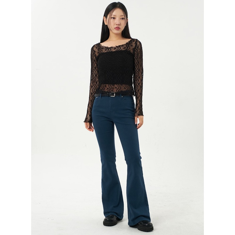 Bootcut Cotton Pants CA325|White|Dark blue|Black|S|M|L