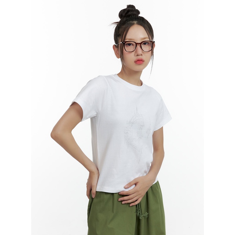 Cotton Graphic T-Shirt CL410|White|Black|S/M