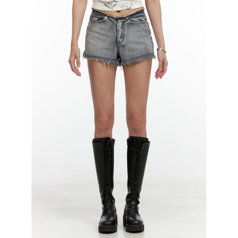 Distressed Washed Denim Shorts CL404