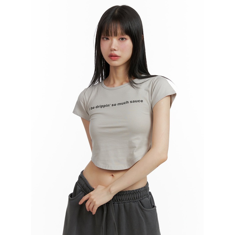 Graphic Lettering Crop Tee CL402