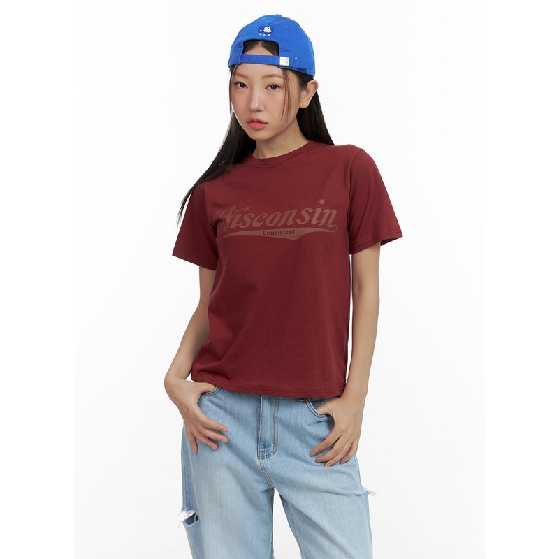 Graphic Short Sleeve Letter Top OL408
