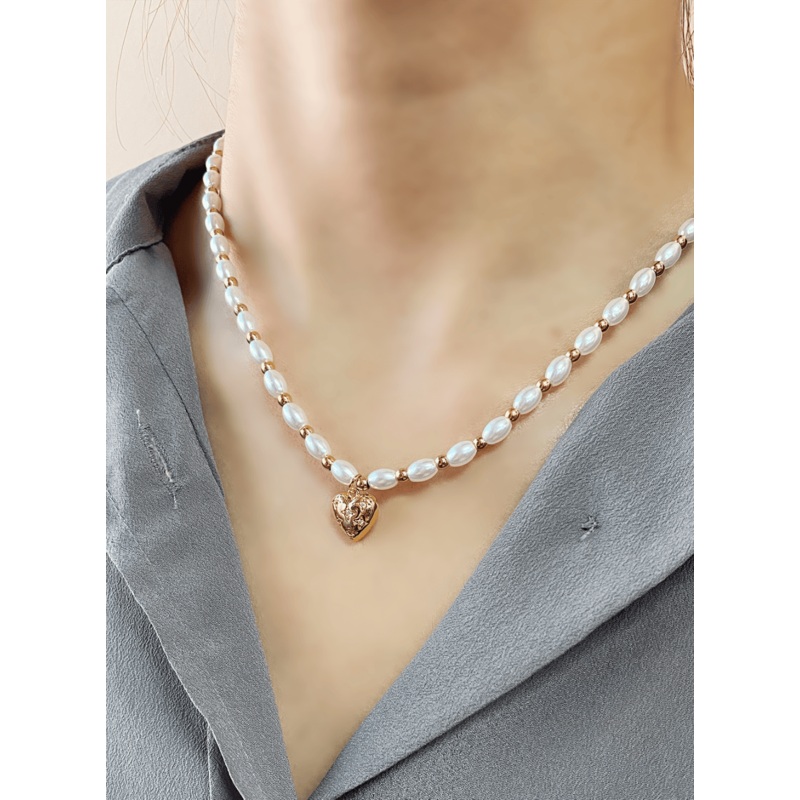 Heart Ball Mix Chain Necklace IL403