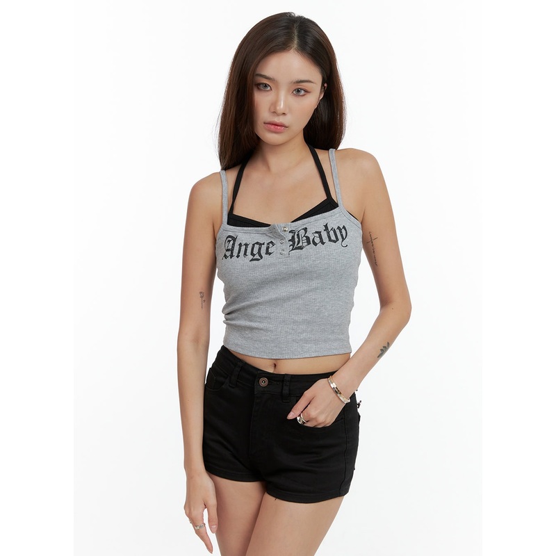 Layered Halter Crop Tank Top CL404
