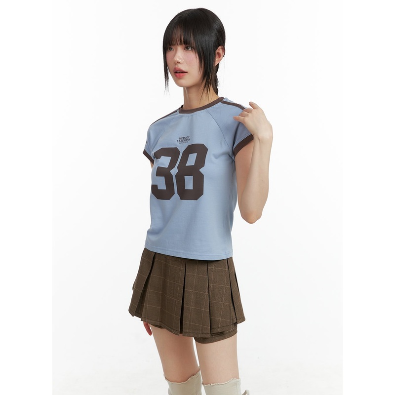 Lettering Crop Tee CL402|Light blue|Dark blue|Black|S/M