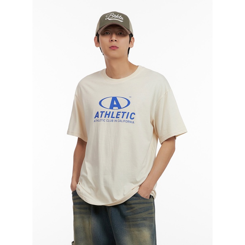 Men’s Graphic Round Neck T-Shirt (Light Beige) IL404
