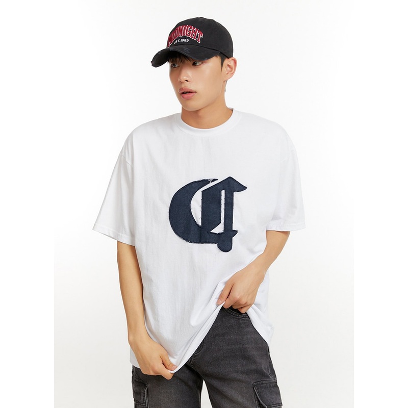 Men’s Patchwork Graphic Cotton T-Shirt IU427