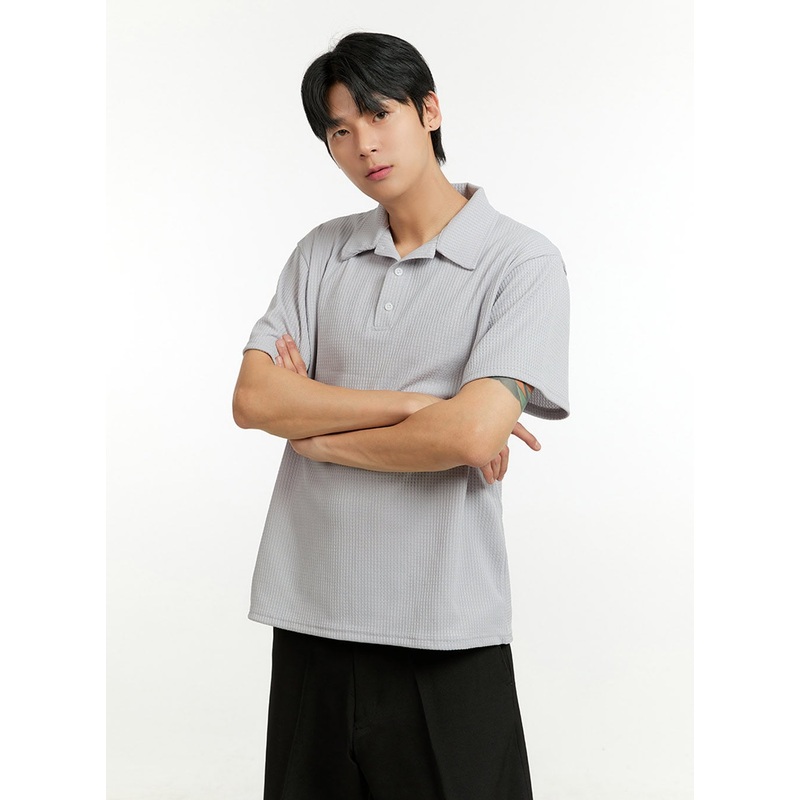Men’s Textured Polo T-Shirt IL412