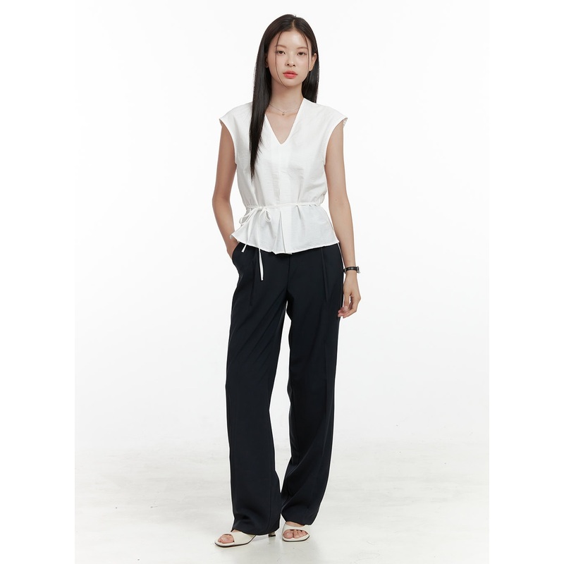 Pintuck Straight Tailored Pants OL411