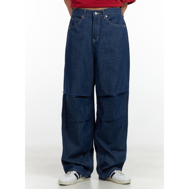 Pintuck Wide Baggy Jeans CL404