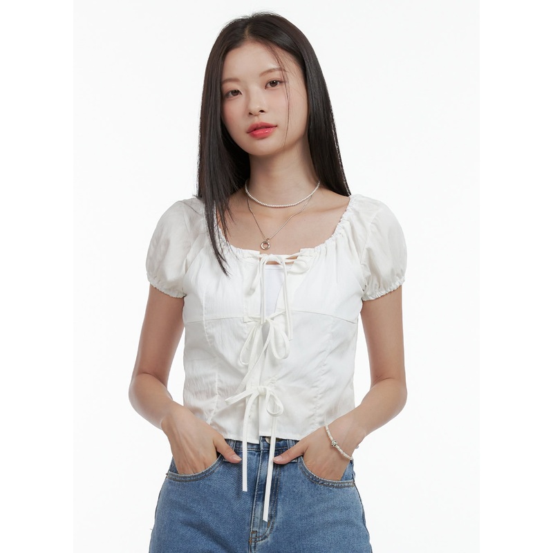 Ribbon Strap Crop Blouse OL411