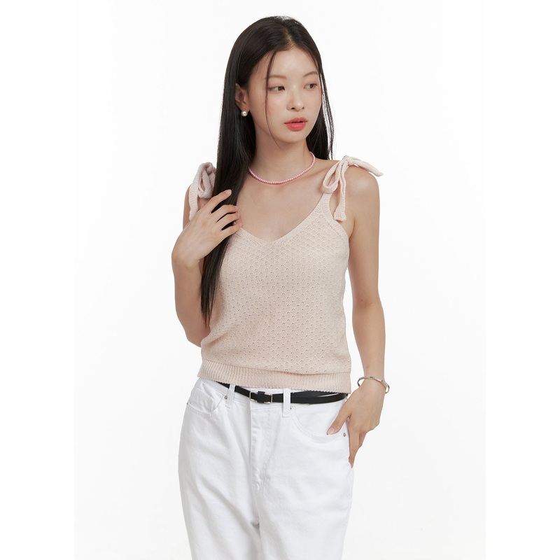 Ribbon Strap Sleeveless Knit Top OL411