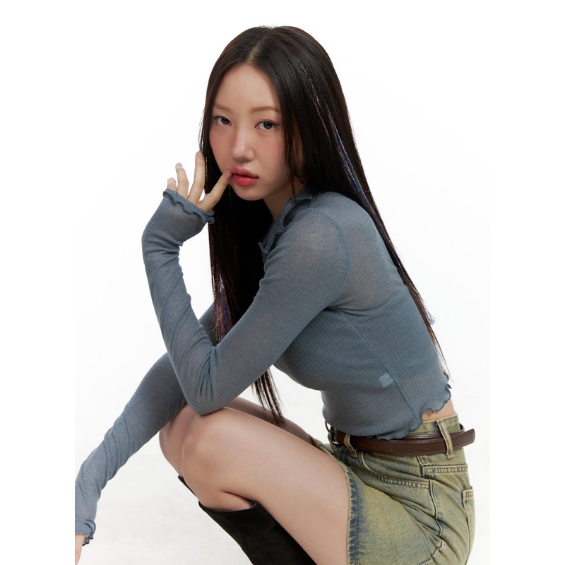 Sheer Crop Long Sleeve Tee OL408