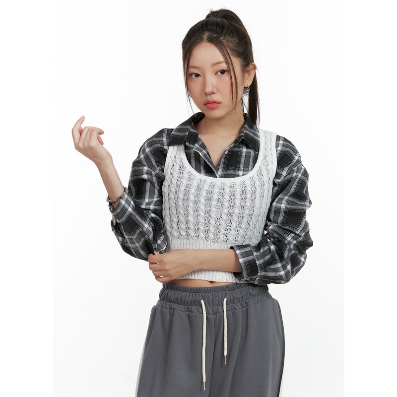 Sheer U-Neck Crop Top OL408|White|Black|S/M