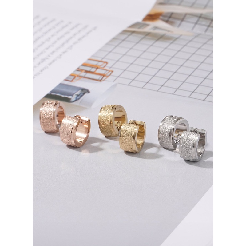 Shiny Ring Earrings IL404|Gray|Yellow|Pink|One Size