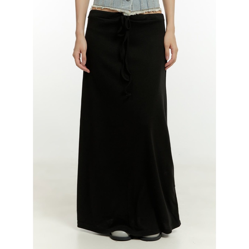 Solid Banded Maxi Skirt CU428|Black|Dark gray|S/M