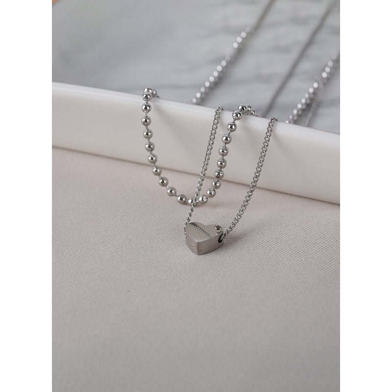 Square Heart Necklace IL403|Gray|One Size