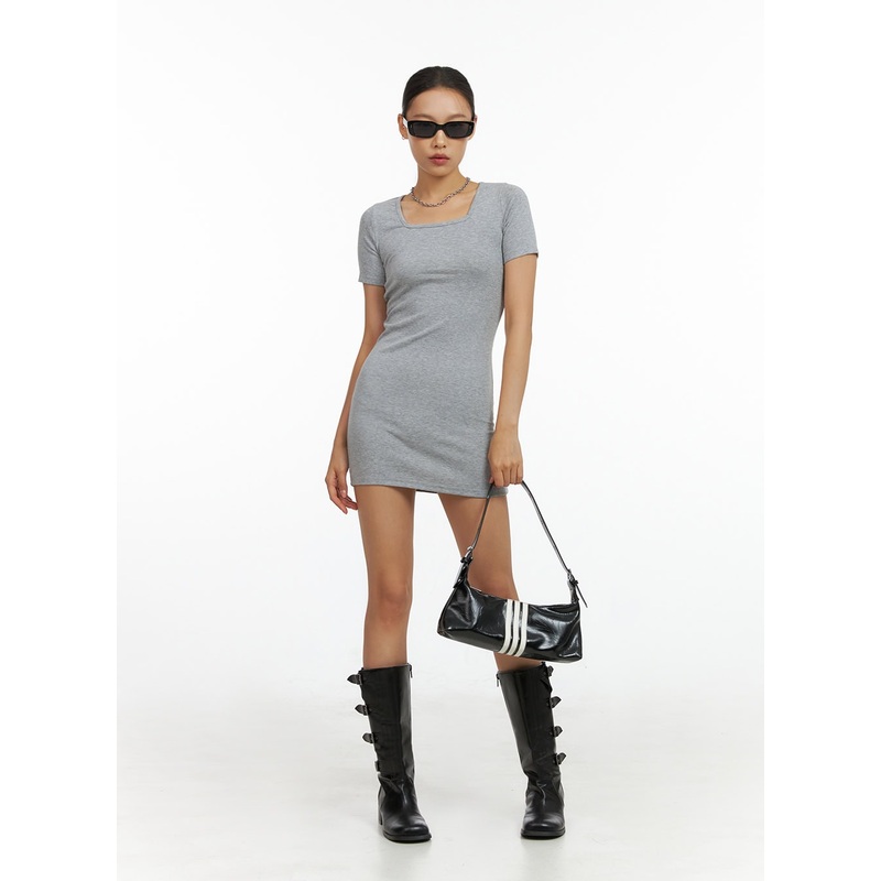 Square Neck Slim Fit Mini Dress IL409