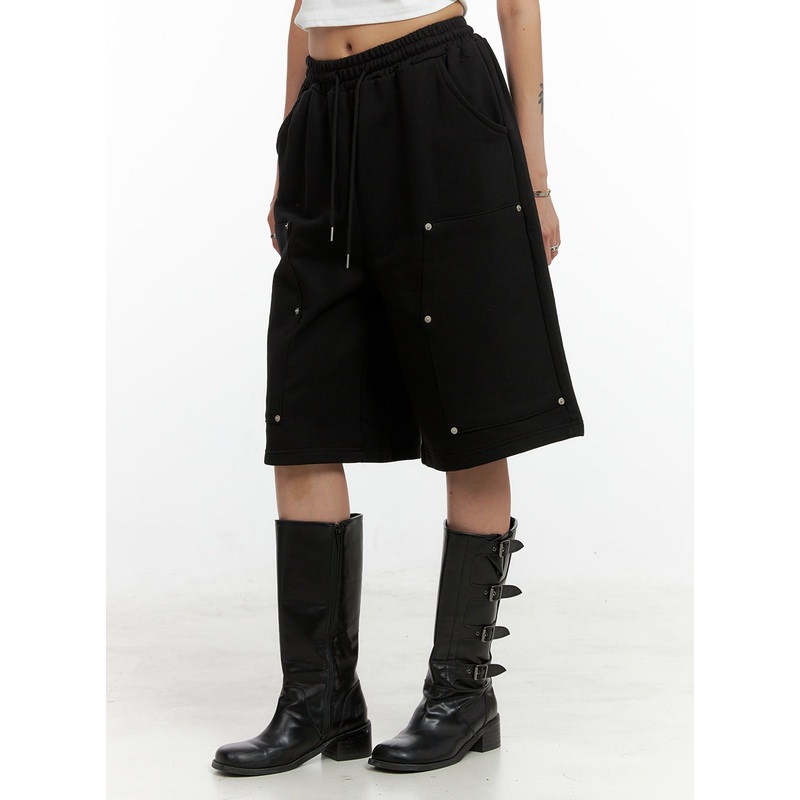 Studded Cotton Sweat Shorts CL405