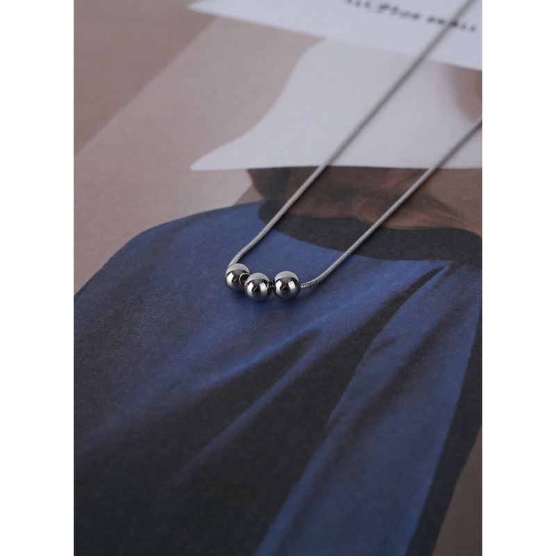 Three Ball Necklace IL403|Gray|One Size