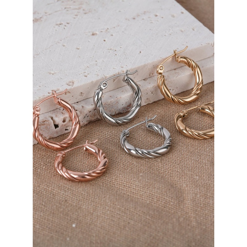 Twist Ring Earrings IL404|Gray|Yellow|Pink|One Size