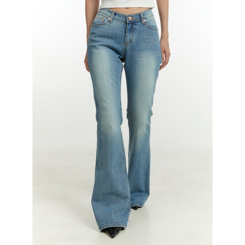 Washed Bootcut Jeans CU428|Blue|S|M|L