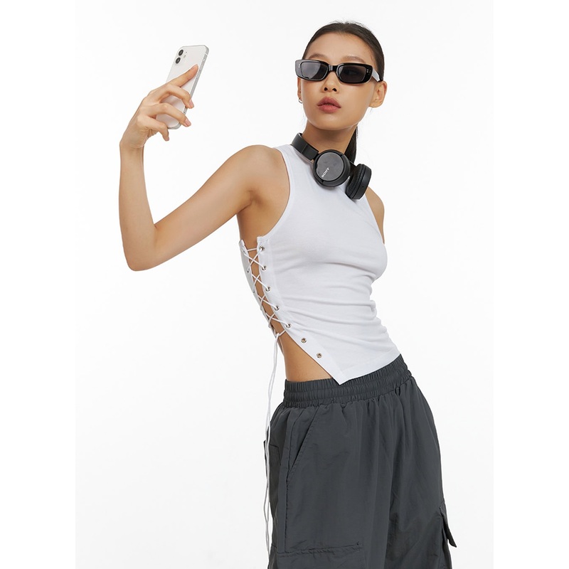X Strap Tank Top IL409|White|Black|S/M