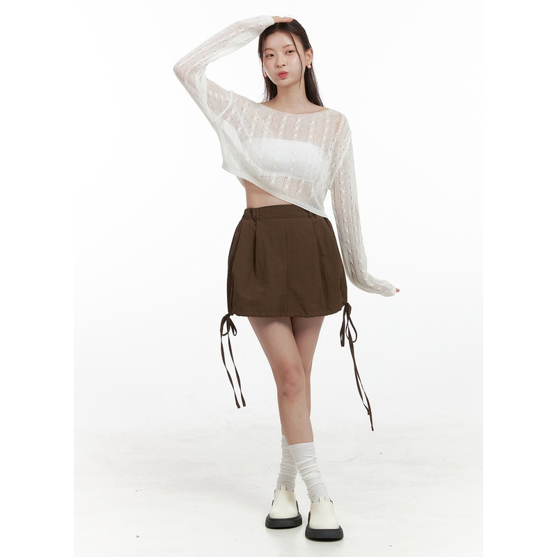 Banded Pintuck Mini Skirt OL417