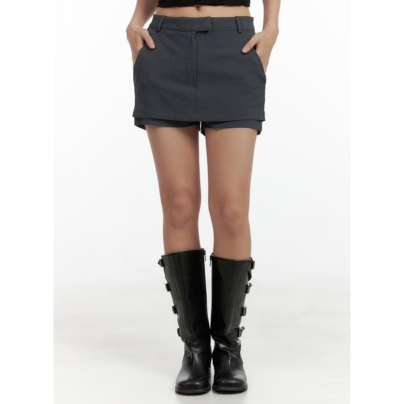 Basic Mini Skorts CL418|Dark gray|Black|S|M
