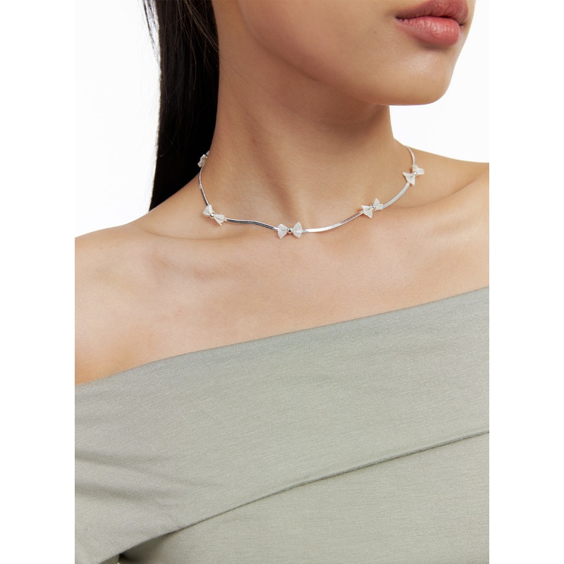 Five Ribbon Necklace IL417|Gray|One Size