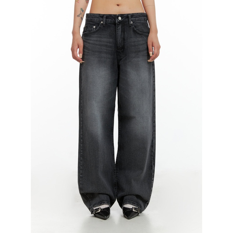 Low Rise Wide Leg Jeans CL415|Black|Blue|Light blue|S|M|L
