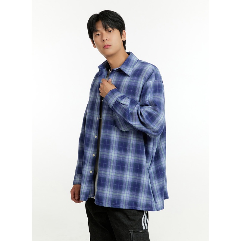 Men’s Checkered Buttoned Collar Shirt IL412