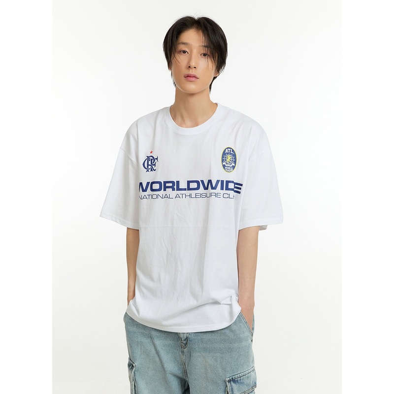 Men’s Cotton Lettering Loose Fit T-Shirt (White) IL418