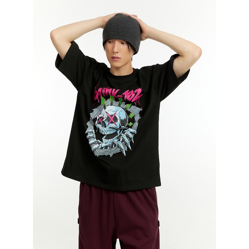 Men’s Cotton Lettering T-Shirt IL418