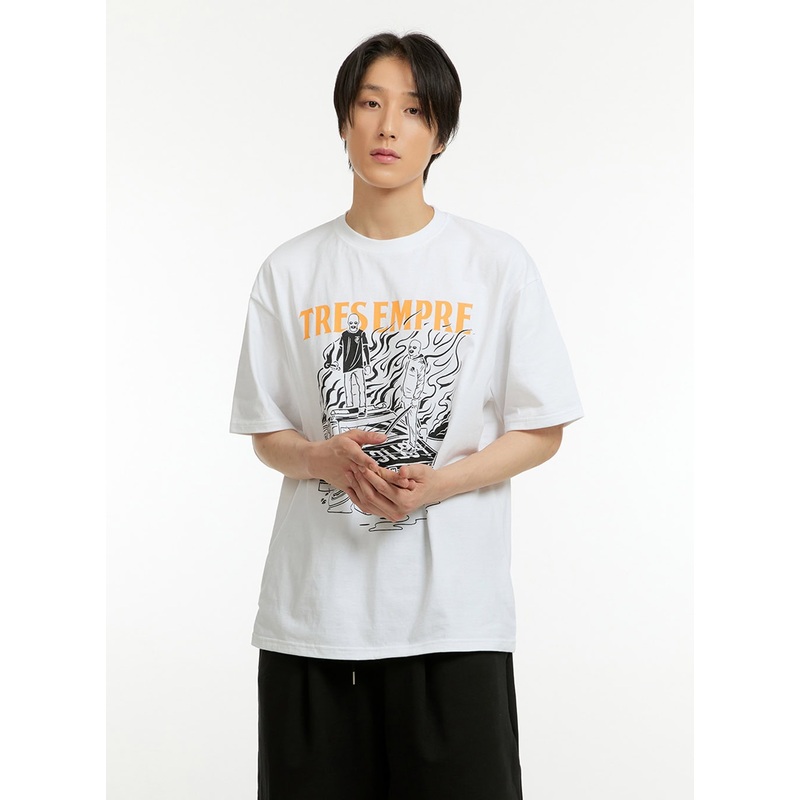 Men’s Lettering Cotton T-Shirt IL418