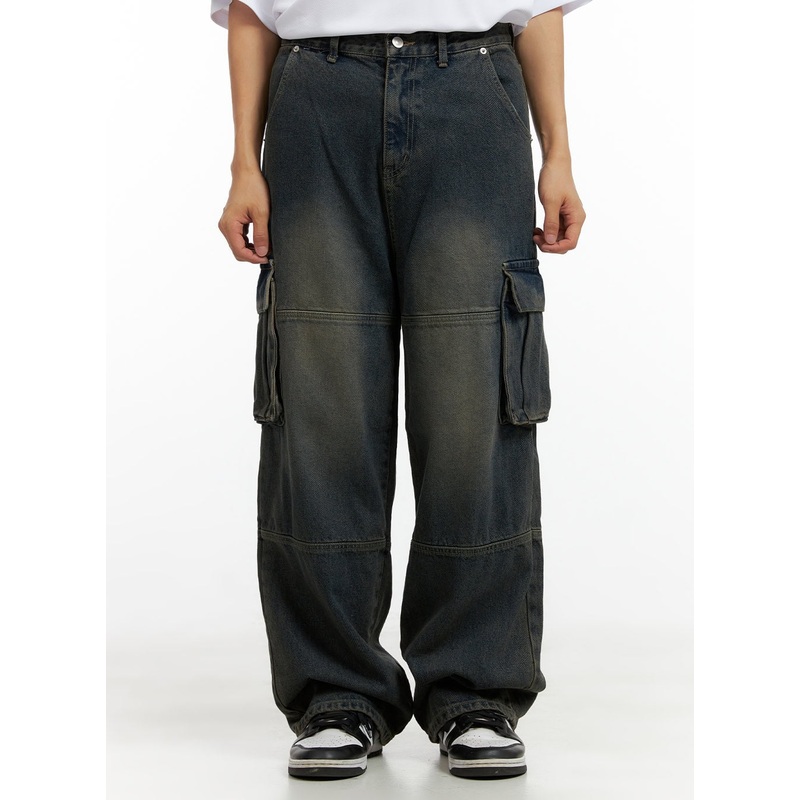 Men’s Wide Fit Cargo Stitch Denim Jeans CL429