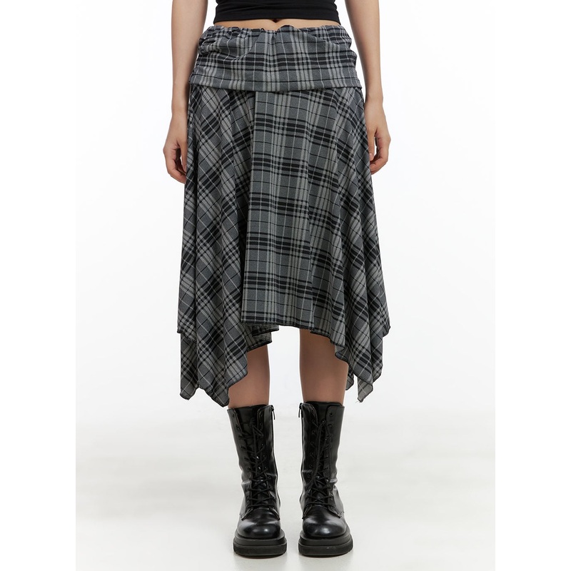 Plaid Chic Midi Skirt CL418|Black|Pink|S/M