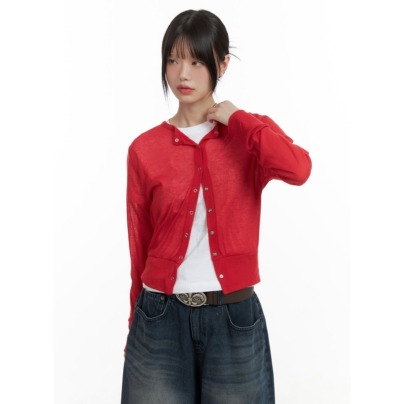 Sheer Elegance Buttoned Cardigan CL412